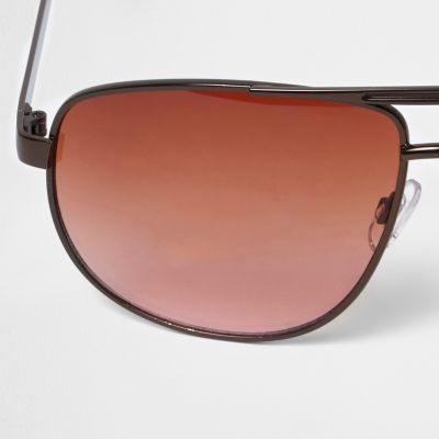 Brown orange lens aviator sunglasses